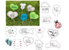 Stickserie ITH - 17 Blumenstecker Glückwünsche